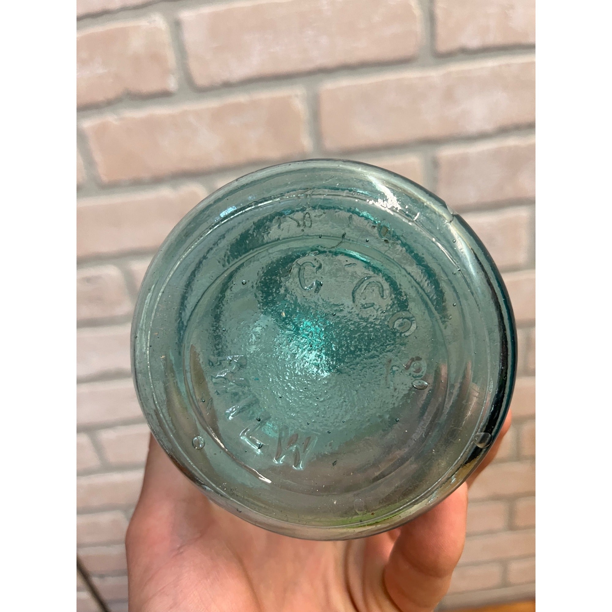 Antique c1880 Chase Valley Glass Co. C Co. 2 MILW Wax Seal Fruit Jar - 1 Quart
