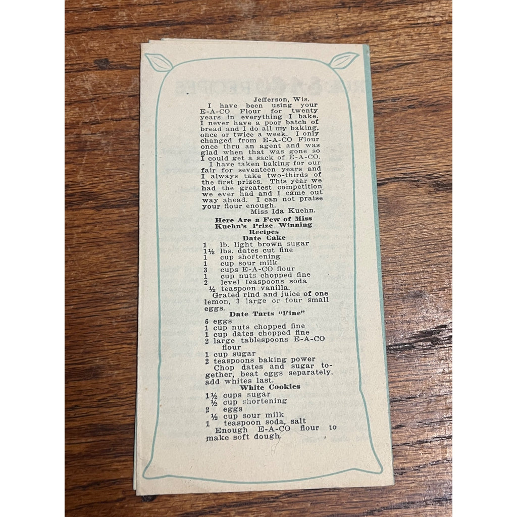 E-A-Co Flour Everett Aughenbaugh & Co Waseca Minnesota Advertising Recipes