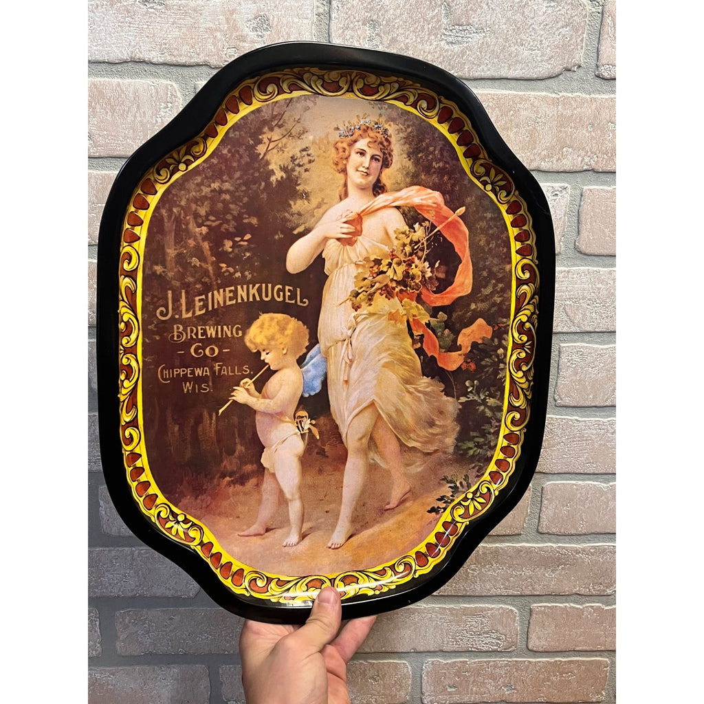Vintage Leinenkugel's Brewing Co. tray with Woman and Cherub