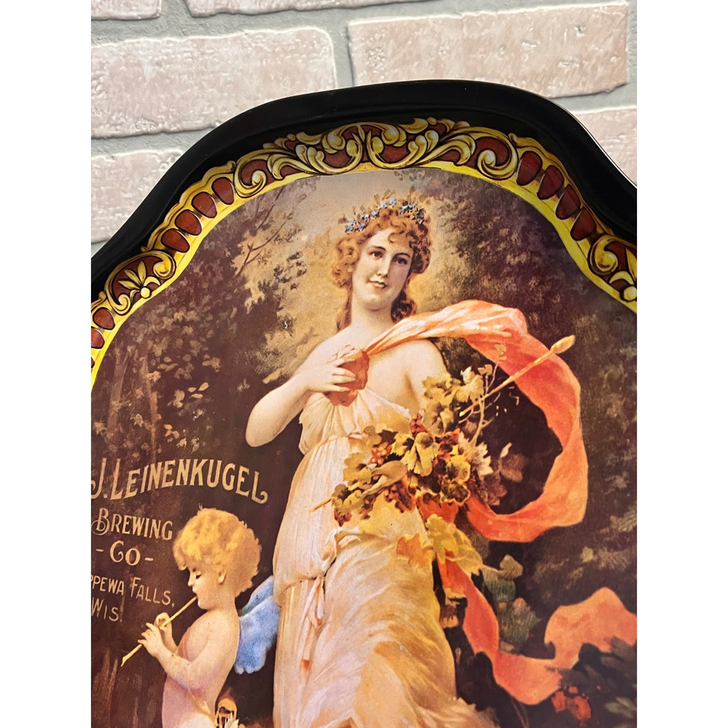 Vintage Leinenkugel's Brewing Co. tray with Woman and Cherub