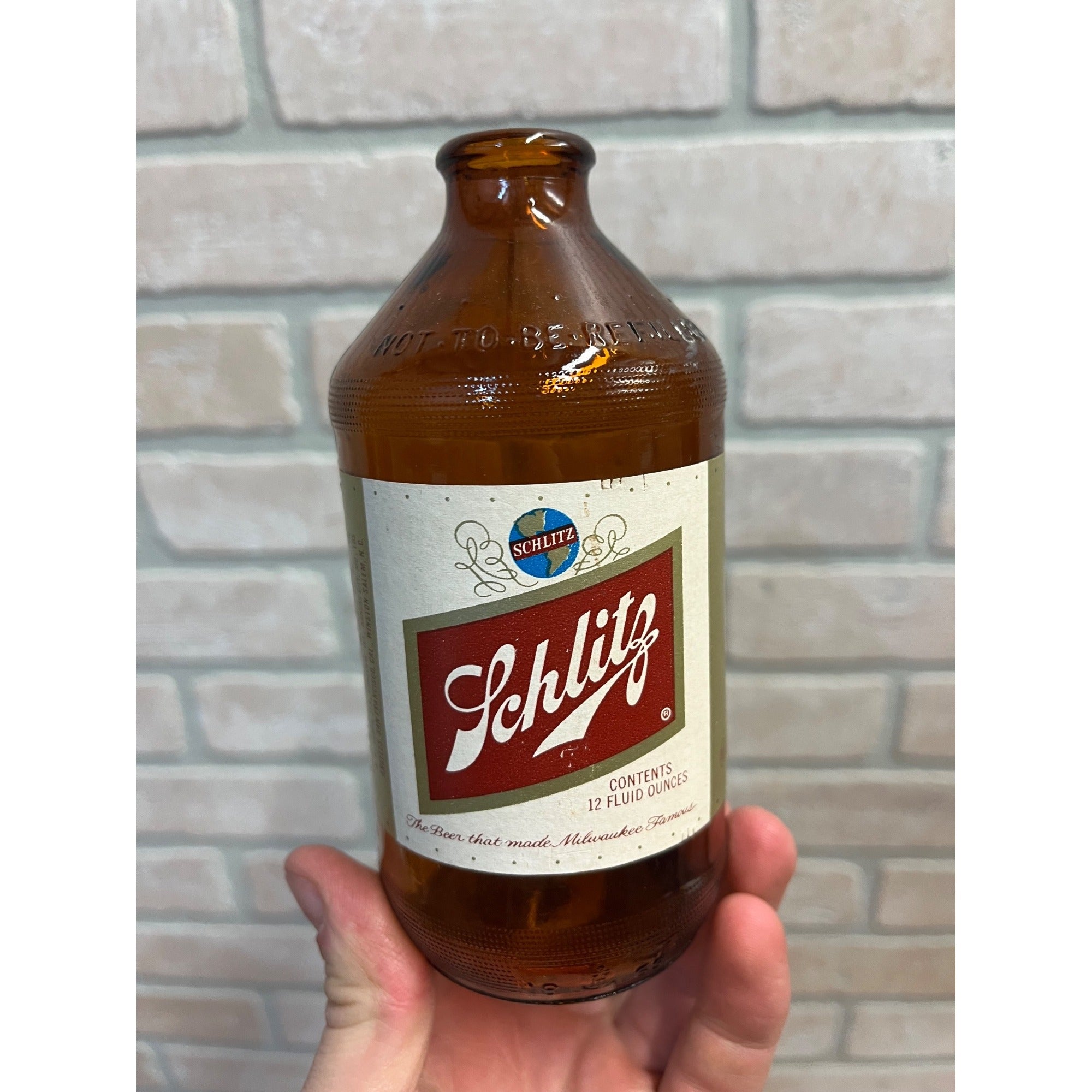 Vintage 1969 Schlitz Beer Stubby Squatty 1969 Label Bottle 8 Cities 12oz