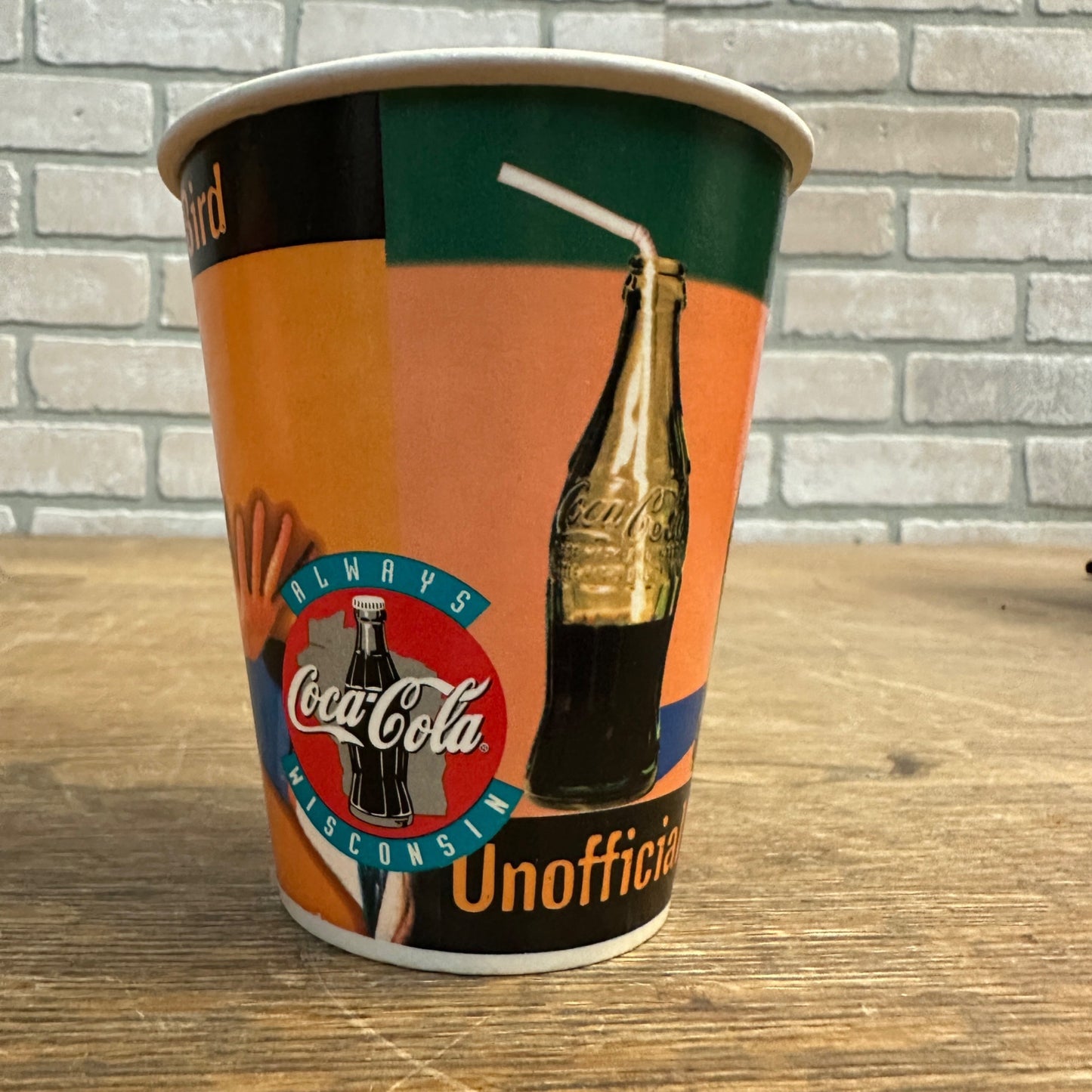 Vintage 12oz 1996 Wisconsin Unoffical State Drink Coca Cola Paper Cup Soda Promo