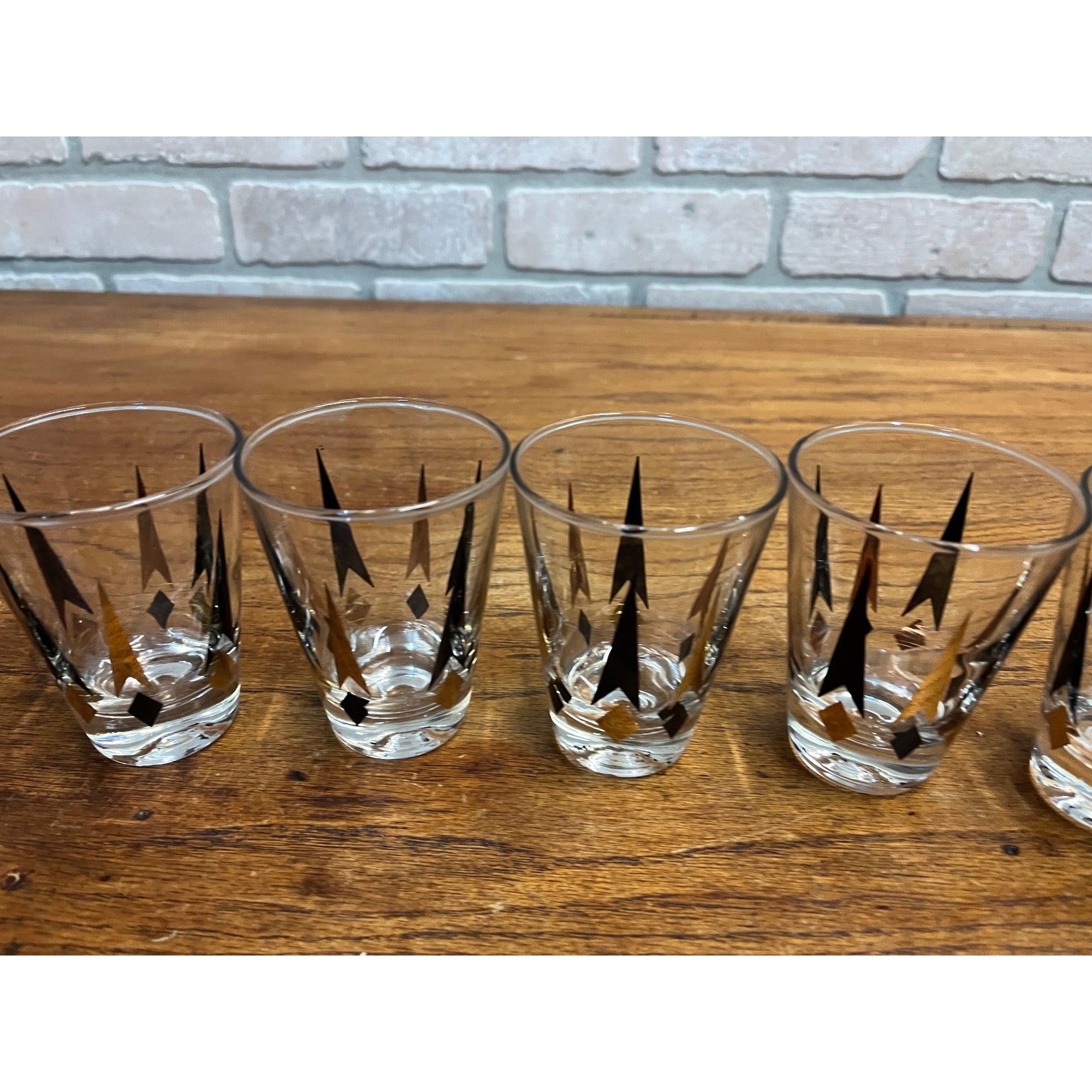 Set of 8 Anchor Hocking VTG Golden Peaks 3.5" Double Shot Whiskey Glasses MCM
