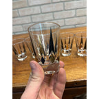 Set of 8 Anchor Hocking VTG Golden Peaks 3.5" Double Shot Whiskey Glasses MCM