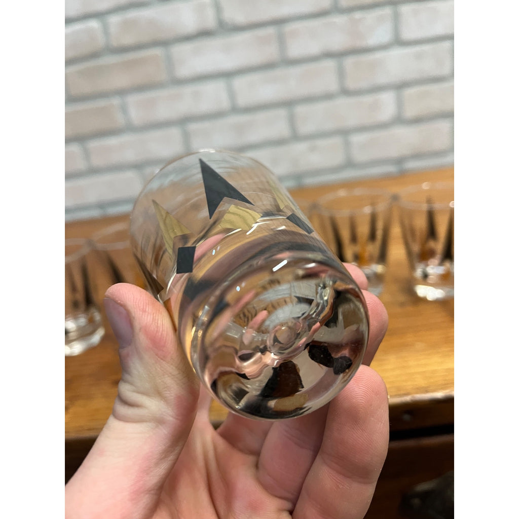 Set of 8 Anchor Hocking VTG Golden Peaks 3.5" Double Shot Whiskey Glasses MCM