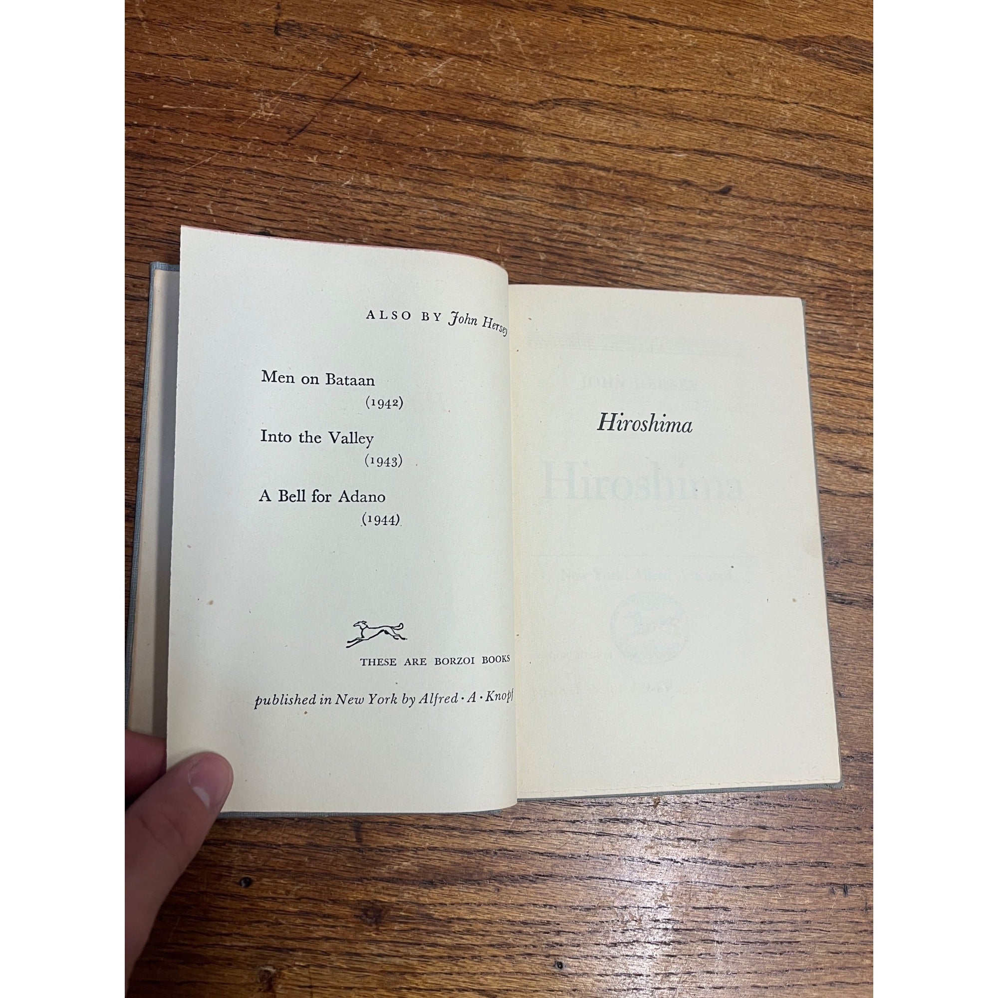 Hiroshima by John Hersey 1946 First Edition Hardcover Alfred A. Knopf (Borzoi)