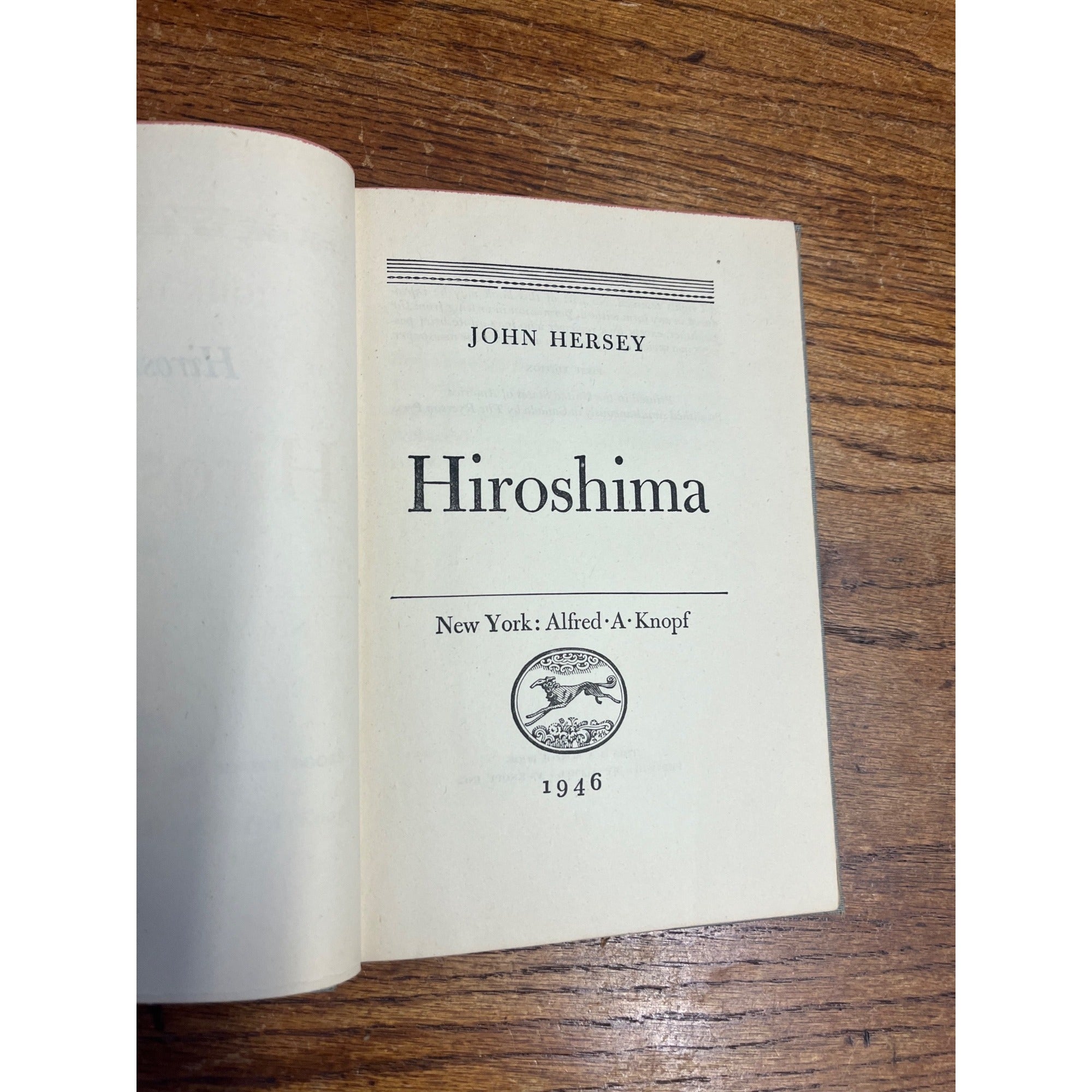 Hiroshima by John Hersey 1946 First Edition Hardcover Alfred A. Knopf (Borzoi)