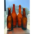 1800s Lot of 4 Amber Beer Bottles Blob Top Blanks Early Barware Decor FBC Co Findlay