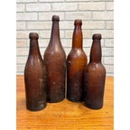 1800s Lot of 4 Amber Beer Bottles Blob Top Blanks Early Barware Decor FBC Co Findlay