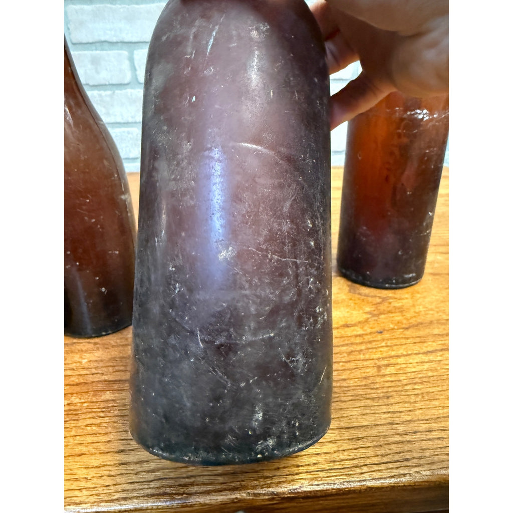 1800s Lot of 4 Amber Beer Bottles Blob Top Blanks Early Barware Decor FBC Co Findlay