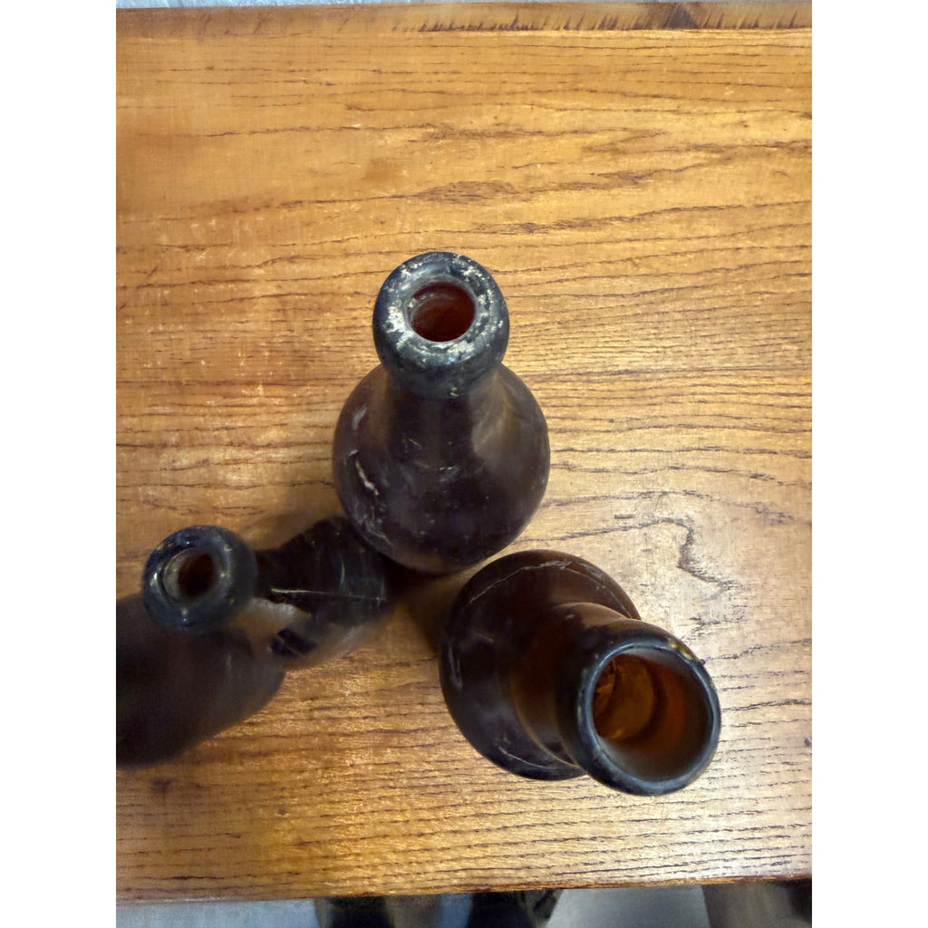 1800s Lot of 4 Amber Beer Bottles Blob Top Blanks Early Barware Decor FBC Co Findlay