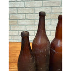 1800s Lot of 4 Amber Beer Bottles Blob Top Blanks Early Barware Decor FBC Co Findlay