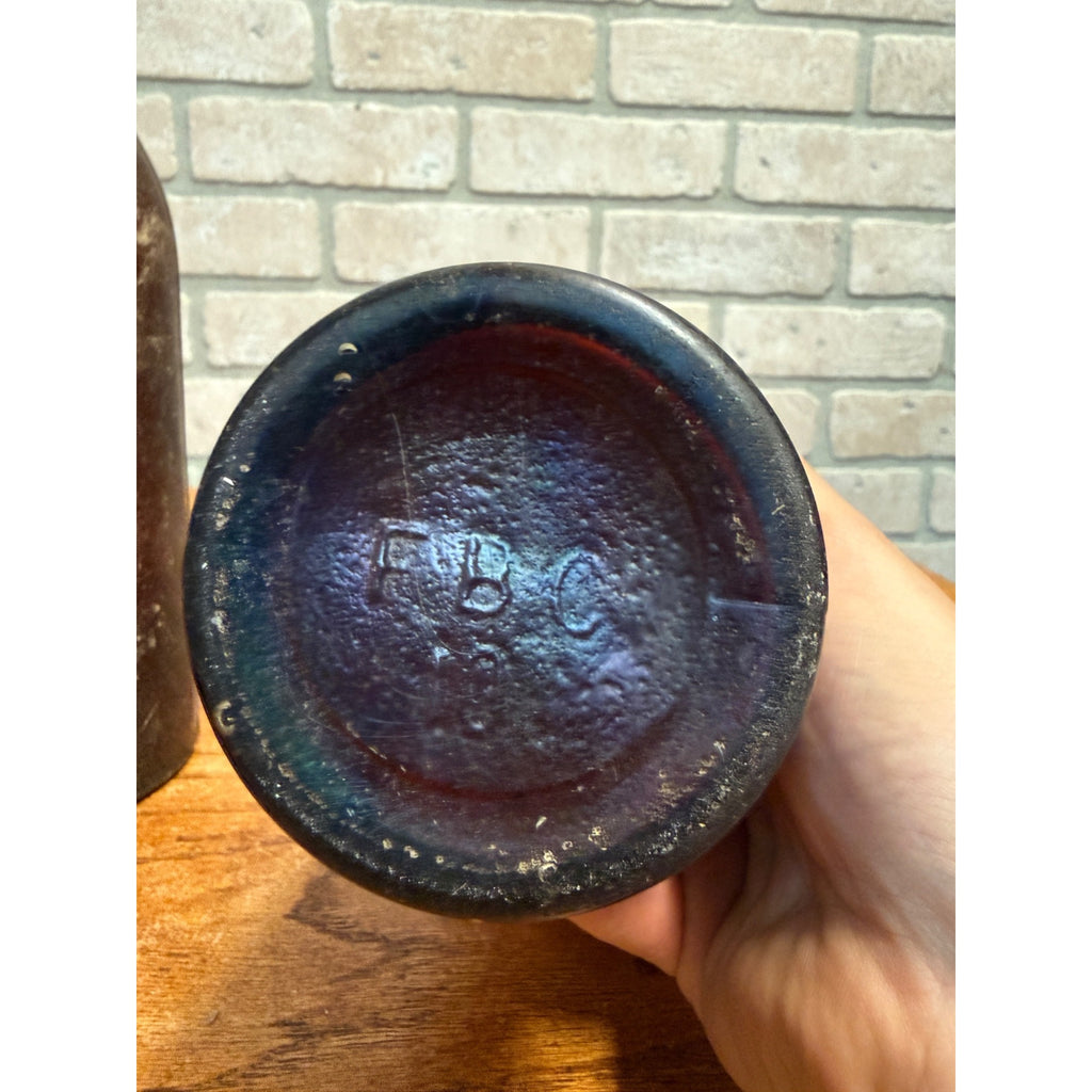 1800s Lot of 4 Amber Beer Bottles Blob Top Blanks Early Barware Decor FBC Co Findlay