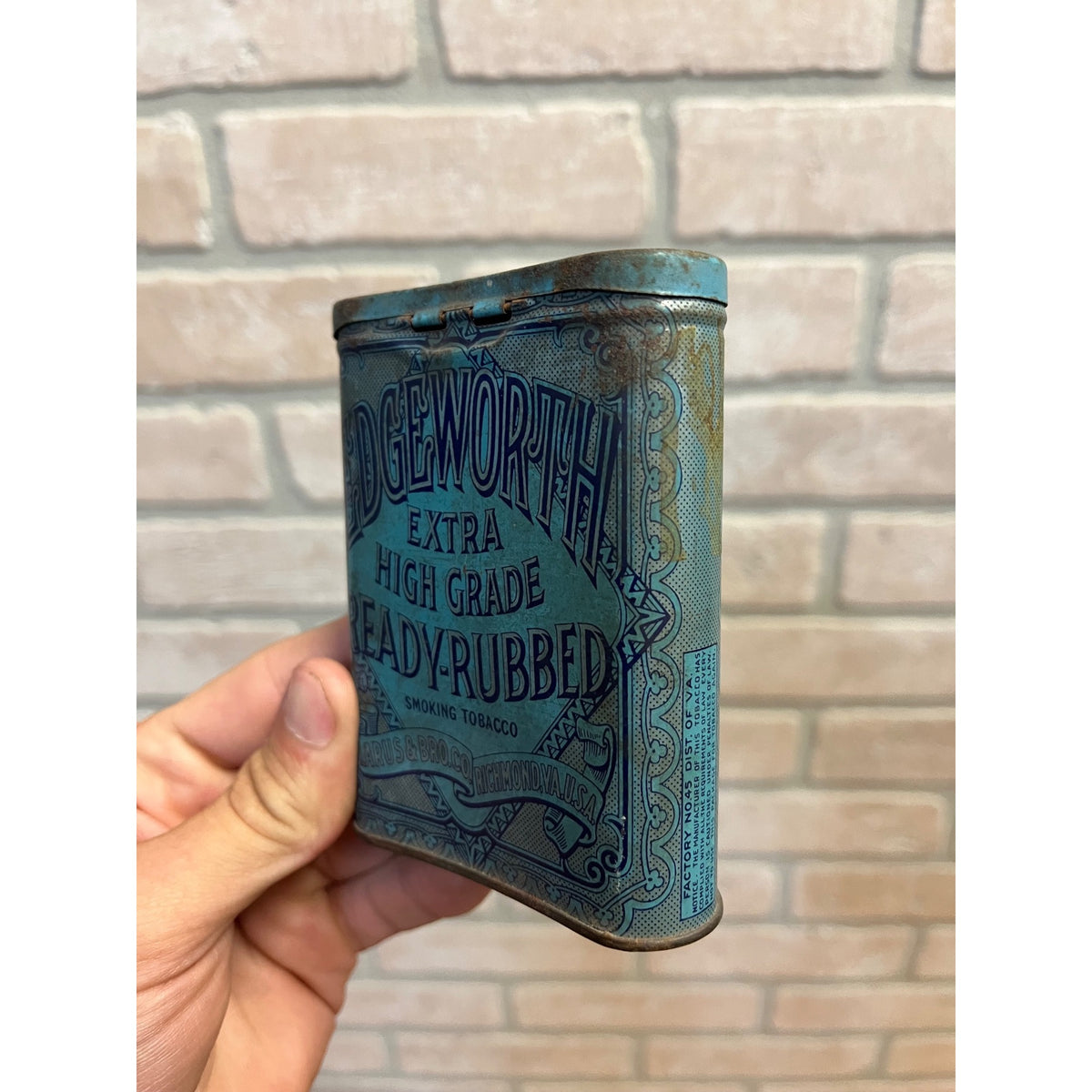 Vintage Edgeworth Smoking Tobacco EMPTY Tin Larus & Bro Richmond, VA Advertising