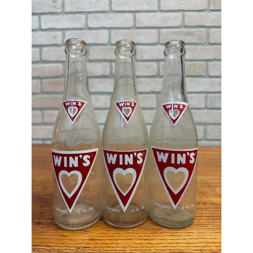 Lot of 3 Red ACL Win's Beverages Milwaukee Wis Soda Bottles