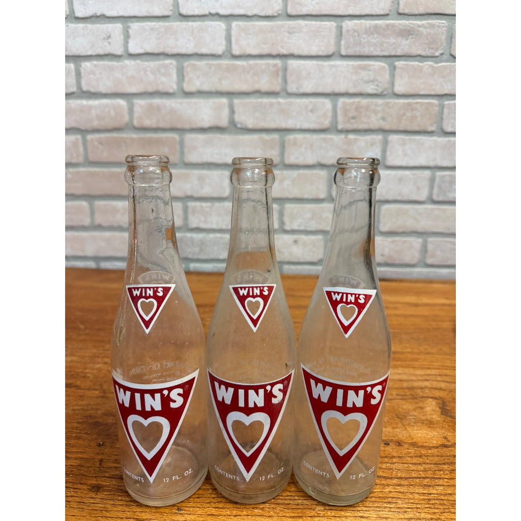 Lot of 3 Red ACL Win's Beverages Milwaukee Wis Soda Bottles
