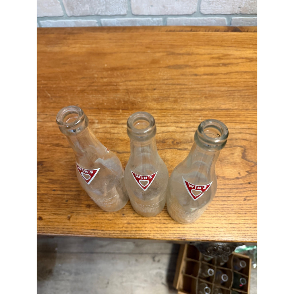 Lot of 3 Red ACL Win's Beverages Milwaukee Wis Soda Bottles