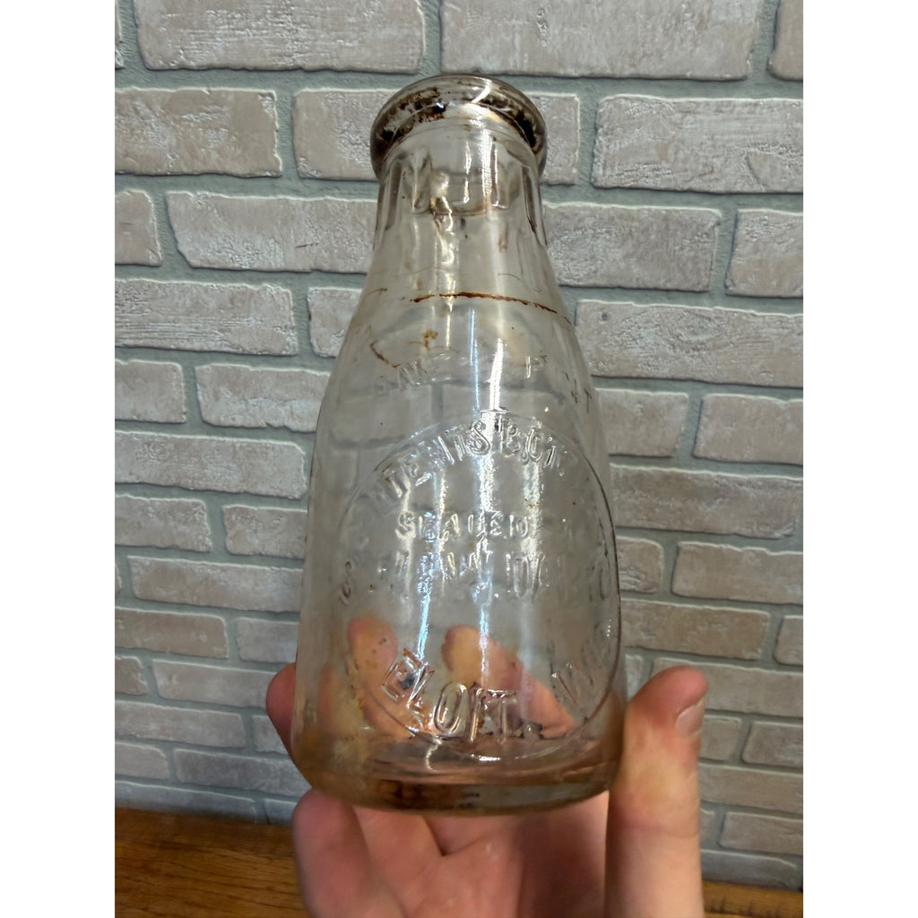 Early Vintage Half Pint Milk Bottle S. W. & W. Dairy Beloit Wisconsin 1916