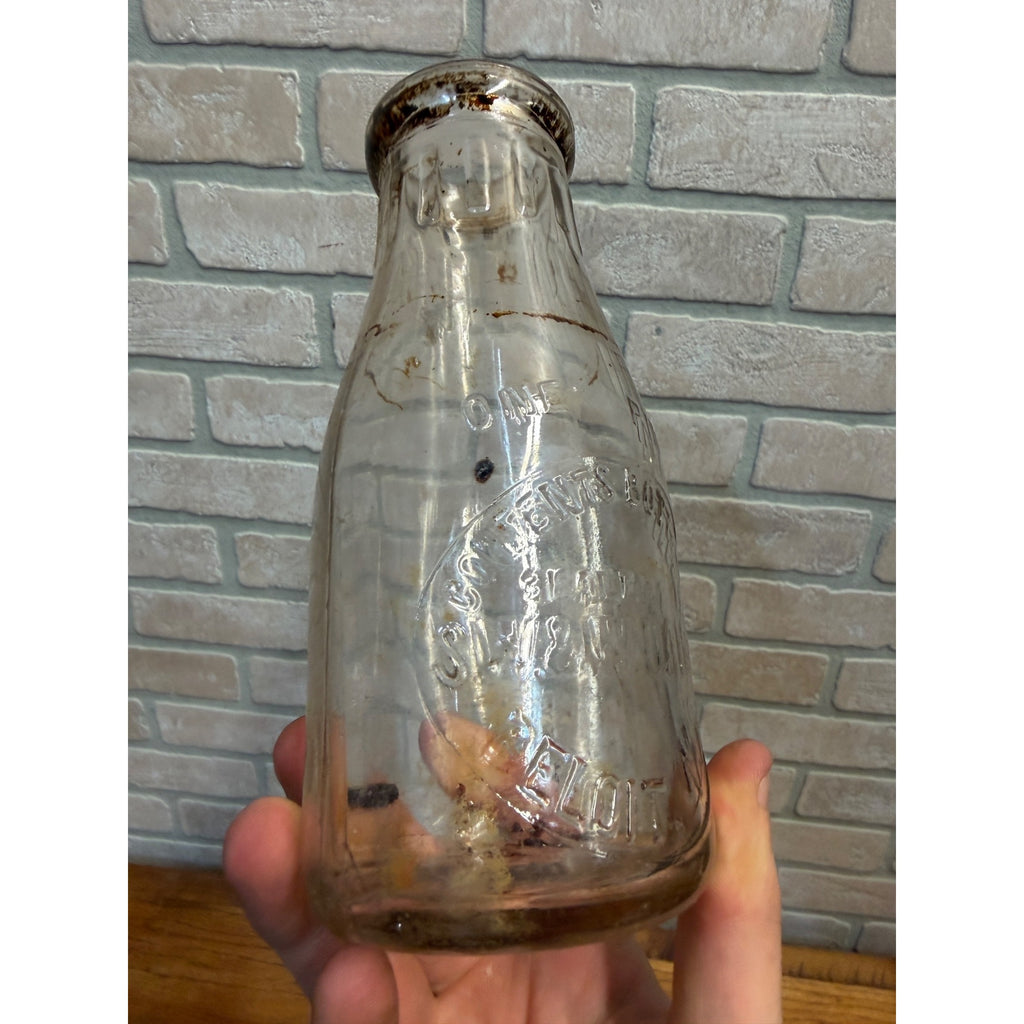 Early Vintage Half Pint Milk Bottle S. W. & W. Dairy Beloit Wisconsin 1916