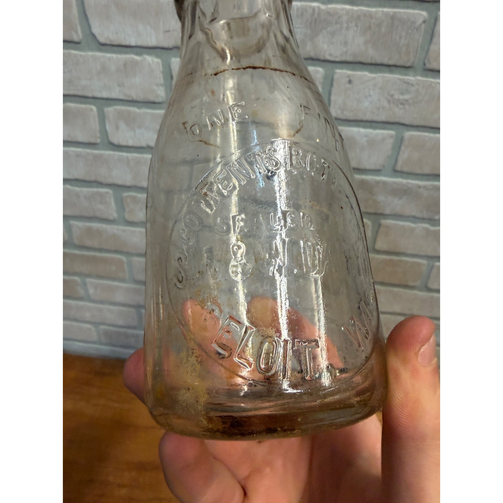 Early Vintage Half Pint Milk Bottle S. W. & W. Dairy Beloit Wisconsin 1916