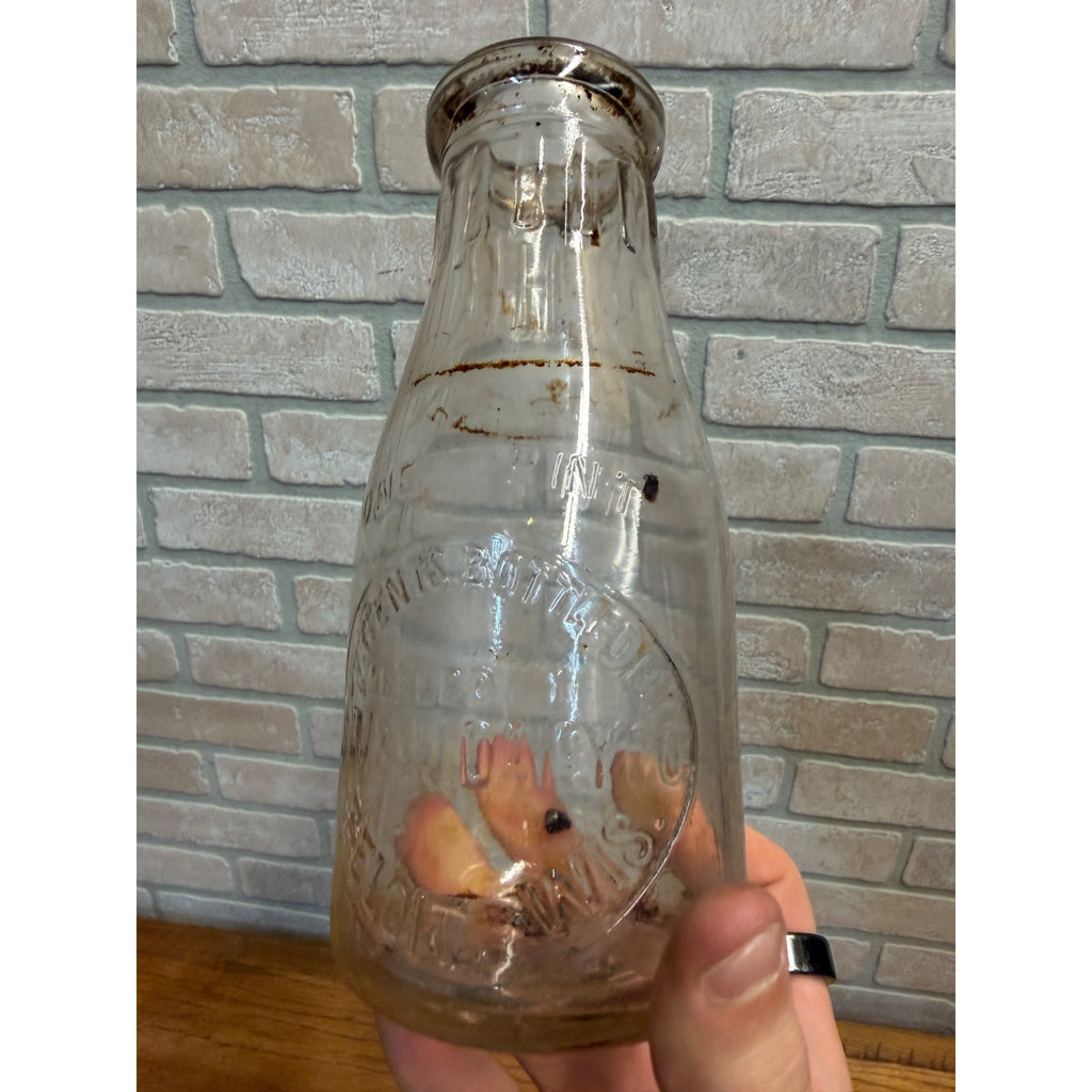 Early Vintage Half Pint Milk Bottle S. W. & W. Dairy Beloit Wisconsin 1916