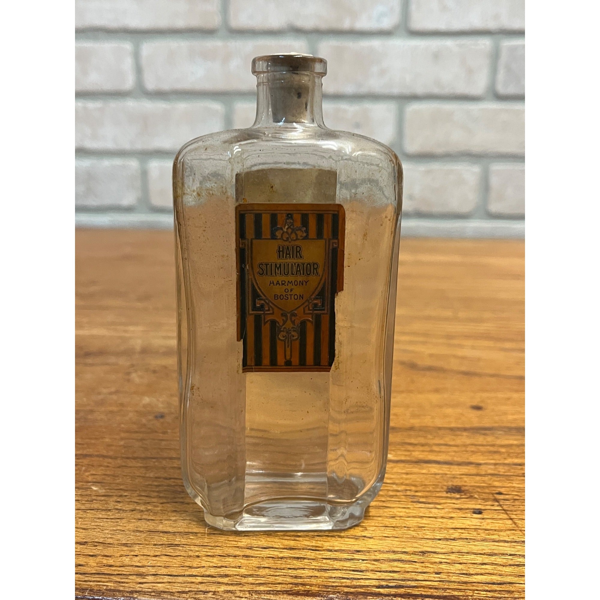 Vintage 1930s Hair Stimulator Harmony of Boston Glass Bottle Barber Shop