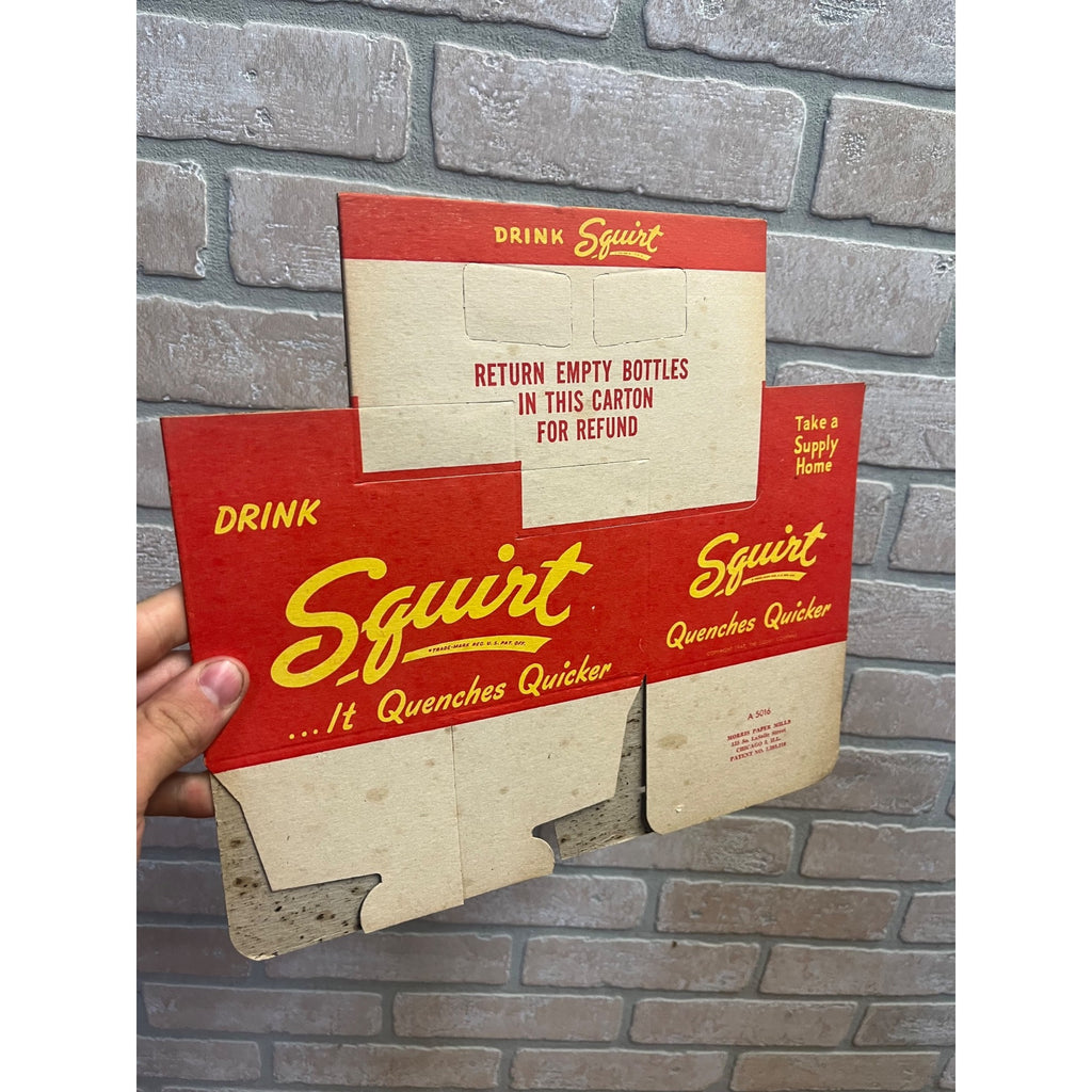 Vintage Early Red Squirt NOS Soda Carrier Totes Advertising Bottle Carrier