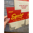 Vintage Early Red Squirt NOS Soda Carrier Totes Advertising Bottle Carrier