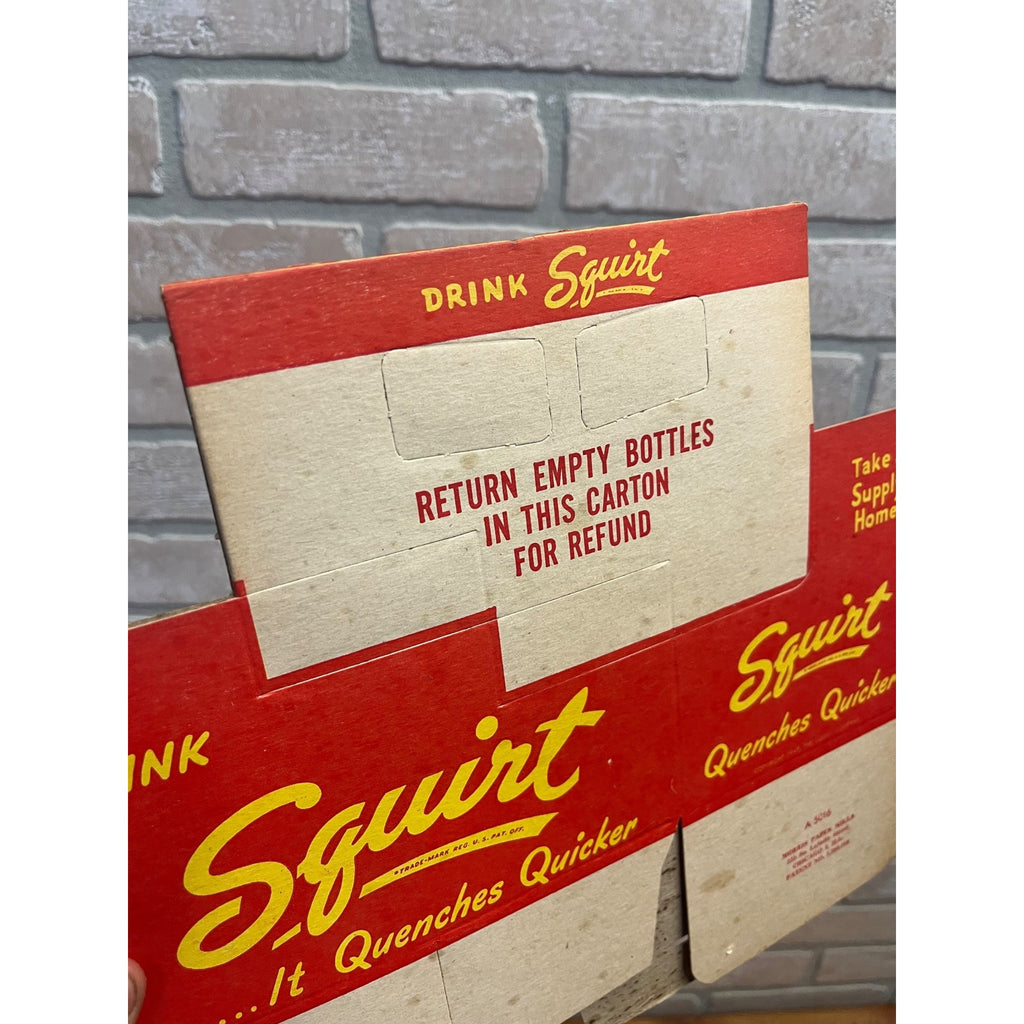 Vintage Early Red Squirt NOS Soda Carrier Totes Advertising Bottle Carrier