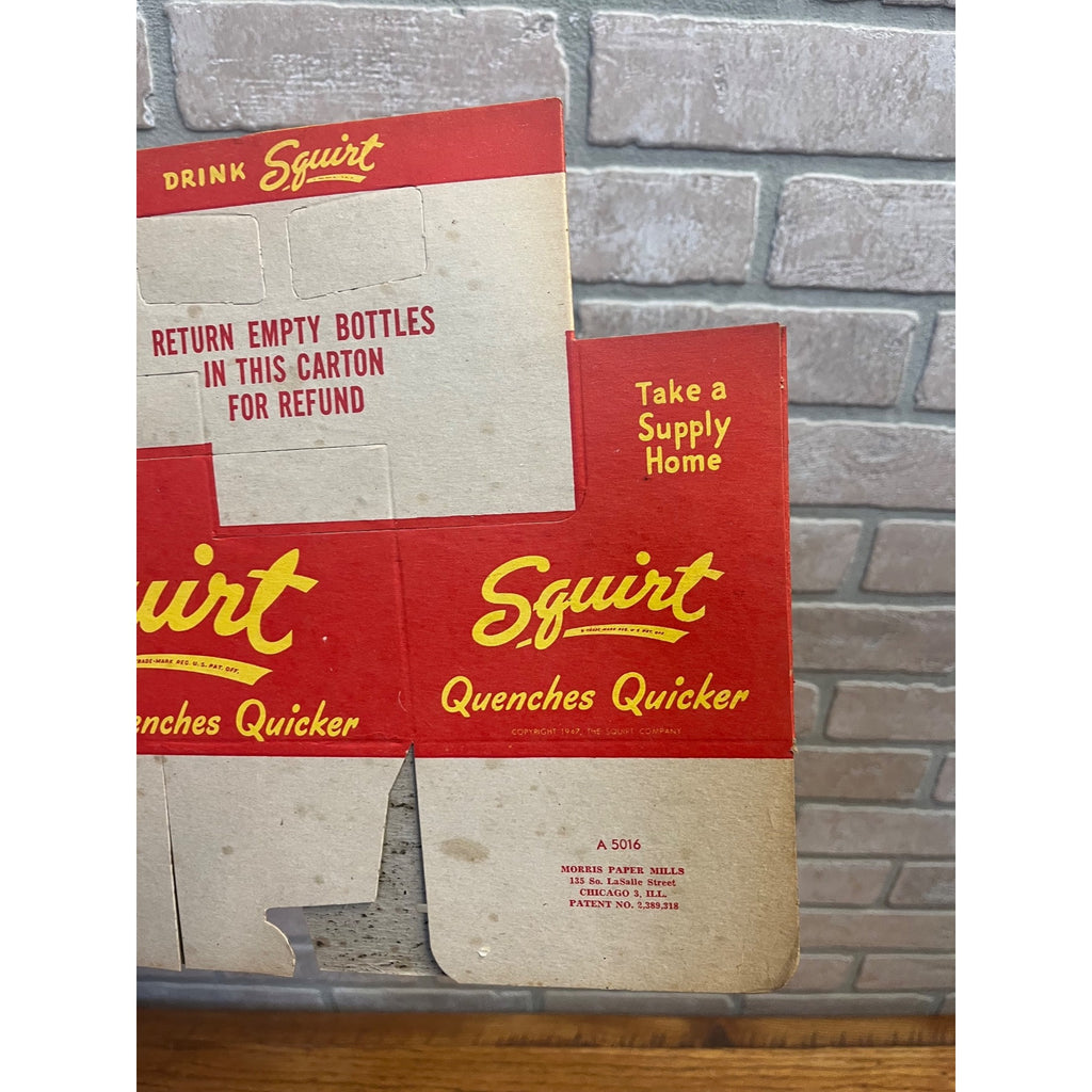 Vintage Early Red Squirt NOS Soda Carrier Totes Advertising Bottle Carrier