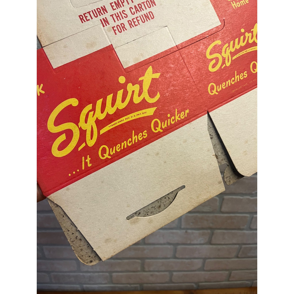 Vintage Early Red Squirt NOS Soda Carrier Totes Advertising Bottle Carrier