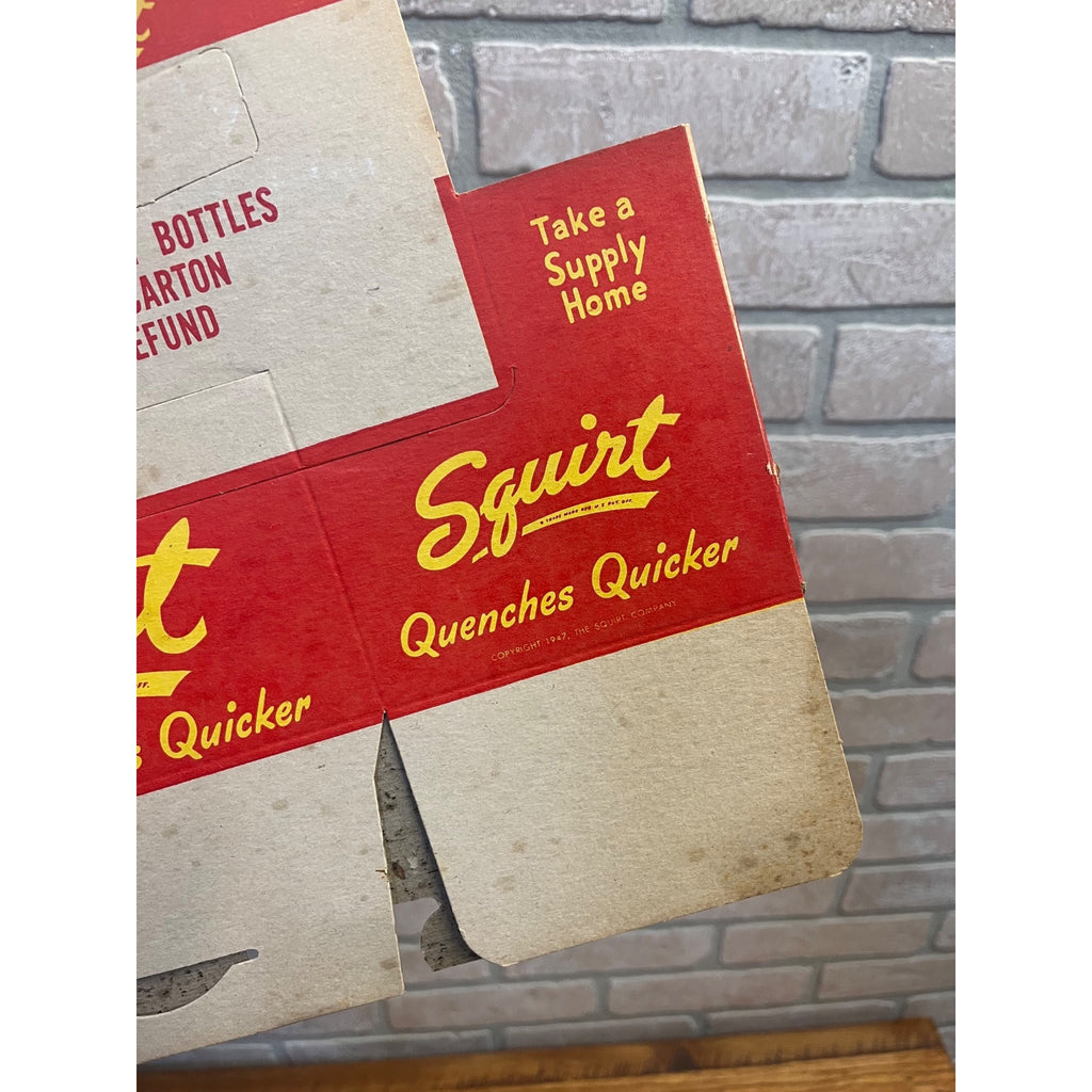 Vintage Early Red Squirt NOS Soda Carrier Totes Advertising Bottle Carrier