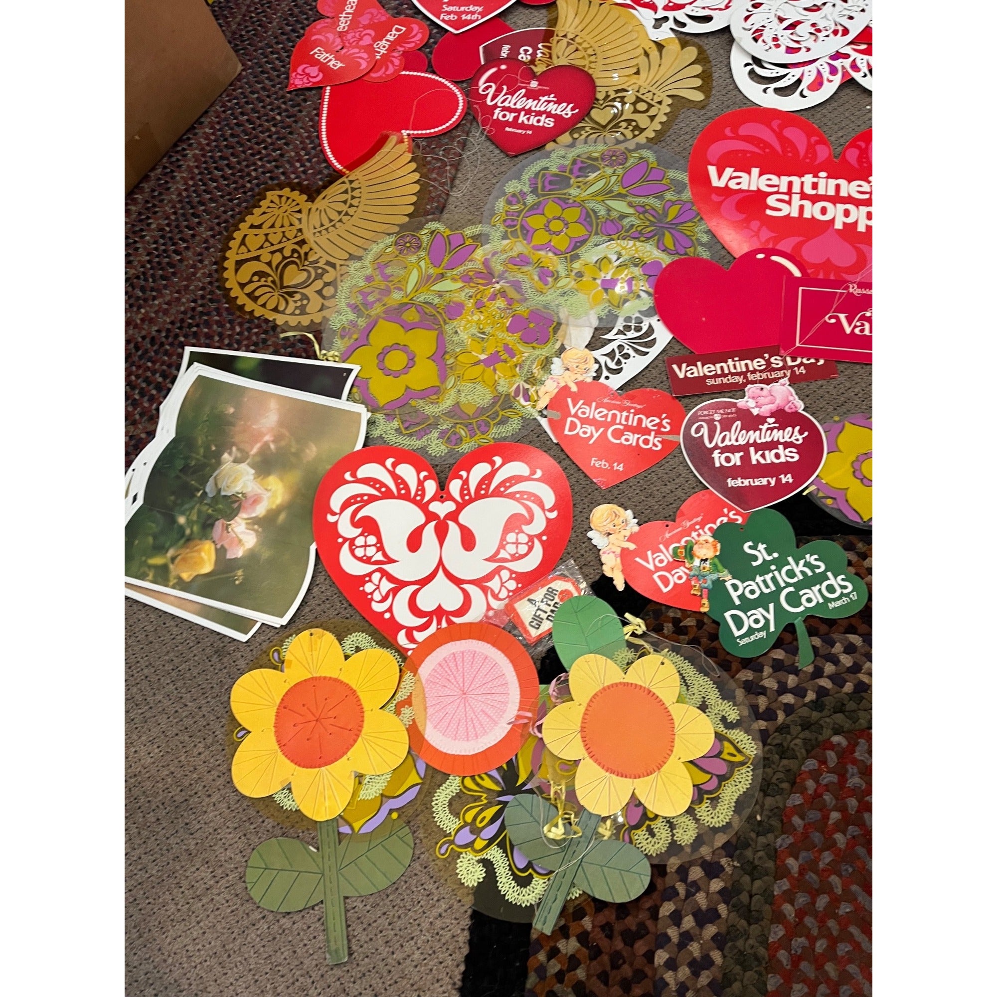 HUGE LOT Vintage 70s Hallmark American Greetings Valentines Store Display Signs