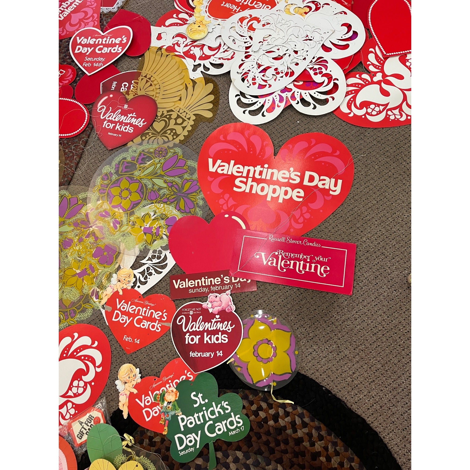 HUGE LOT Vintage 70s Hallmark American Greetings Valentines Store Display Signs