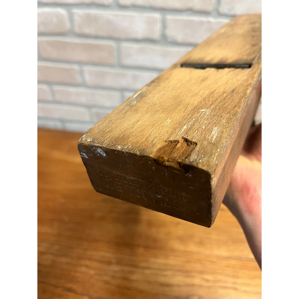 Stanley No. 27 Transitional Wood Bottom Plane (ca 1893-1899) Carpentry Woodworking Tool