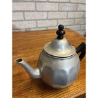 Vintage 1940s Signet Aluminum Teapot - Wood Handle & Leaf Strainer Kitchen Retro