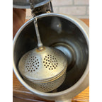Vintage 1940s Signet Aluminum Teapot - Wood Handle & Leaf Strainer Kitchen Retro