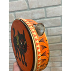 RARE Antique German 1920s Halloween Litho & Wood Tambourine Black Cat Vintage