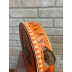RARE Antique German 1920s Halloween Litho & Wood Tambourine Black Cat Vintage