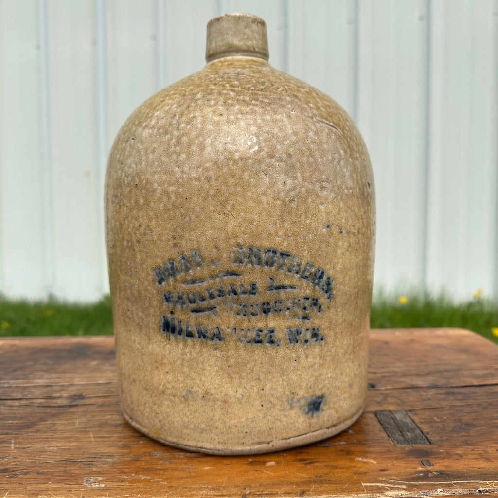 SCARCE Drake Brothers Druggists Hermann Milwaukee Wisconsin Stoneware Jug