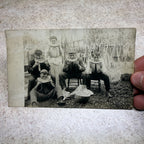 RPPC Postcard Men Women Sitting Pose Eating Watermelon