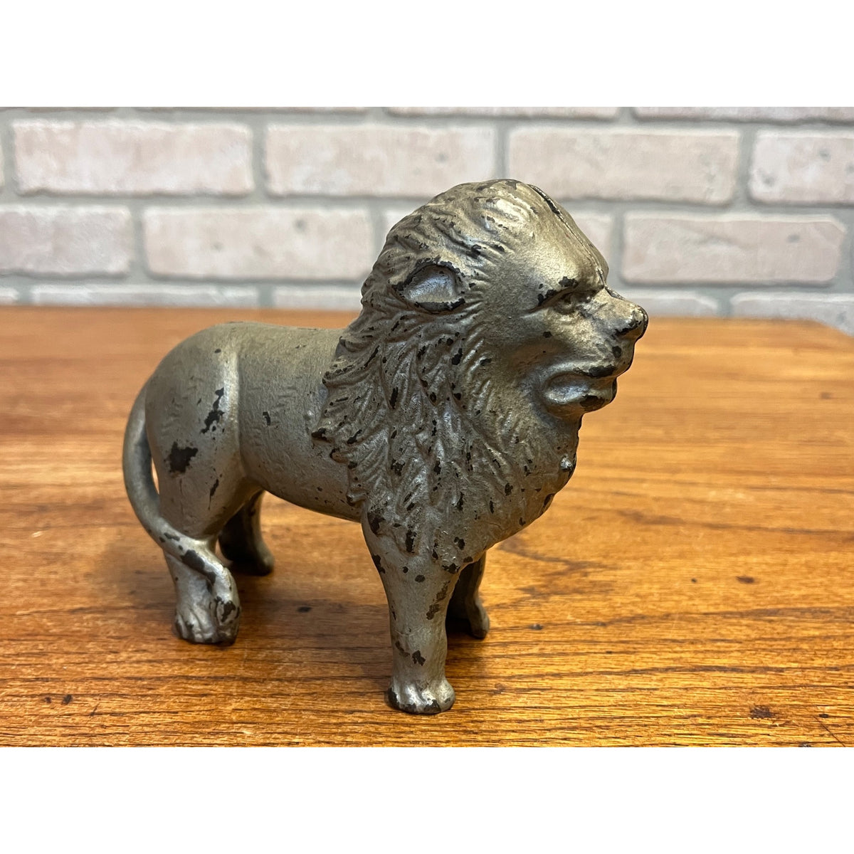 Antique c1905 A.C. Williams Cast Iron Large Lion Still Penny Bank 6" Original Paint
