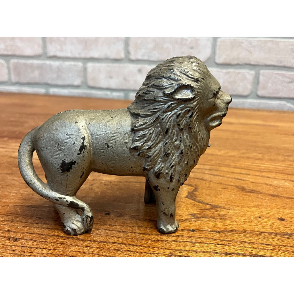 Antique c1905 A.C. Williams Cast Iron Large Lion Still Penny Bank 6" Original Paint