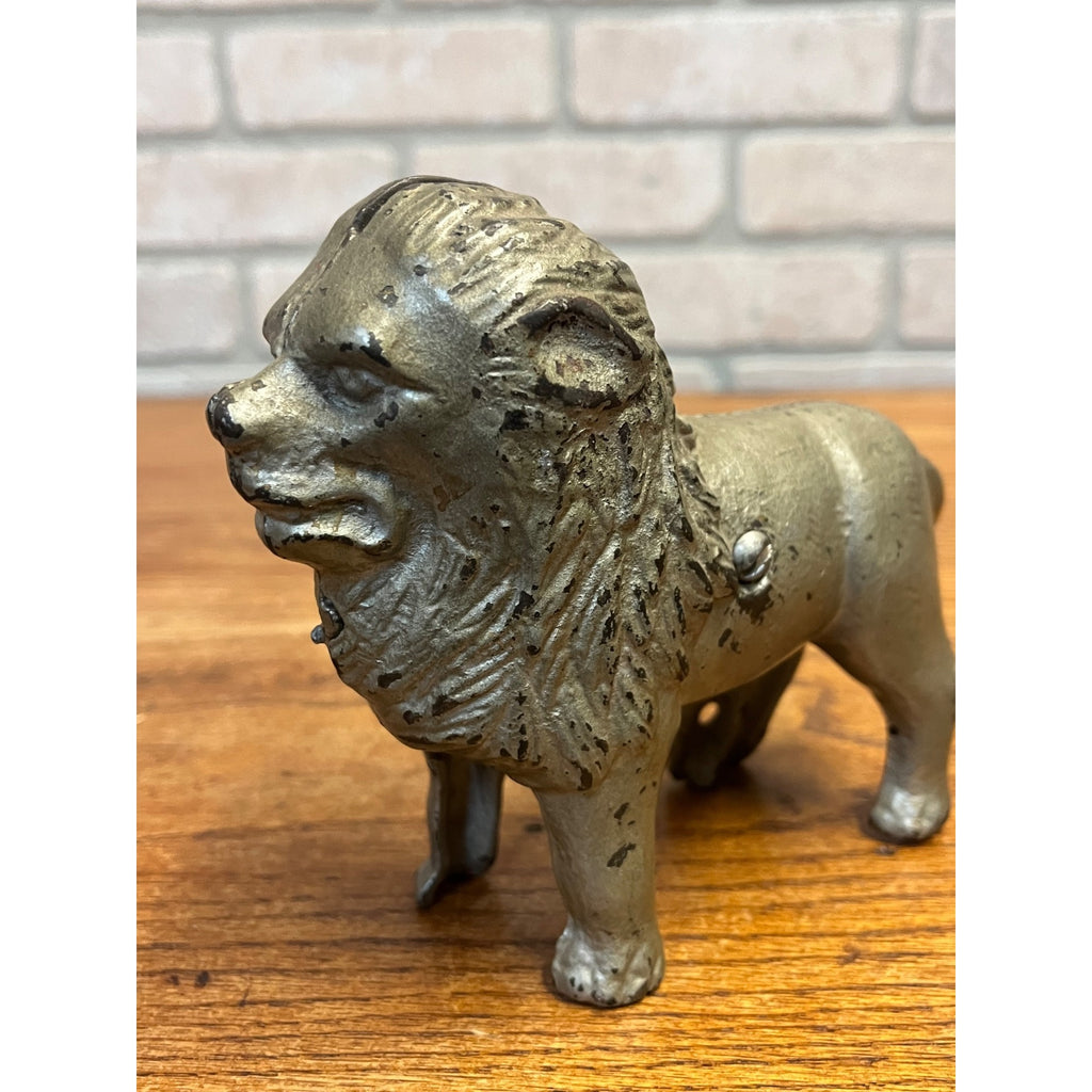 Antique c1905 A.C. Williams Cast Iron Large Lion Still Penny Bank 6" Original Paint
