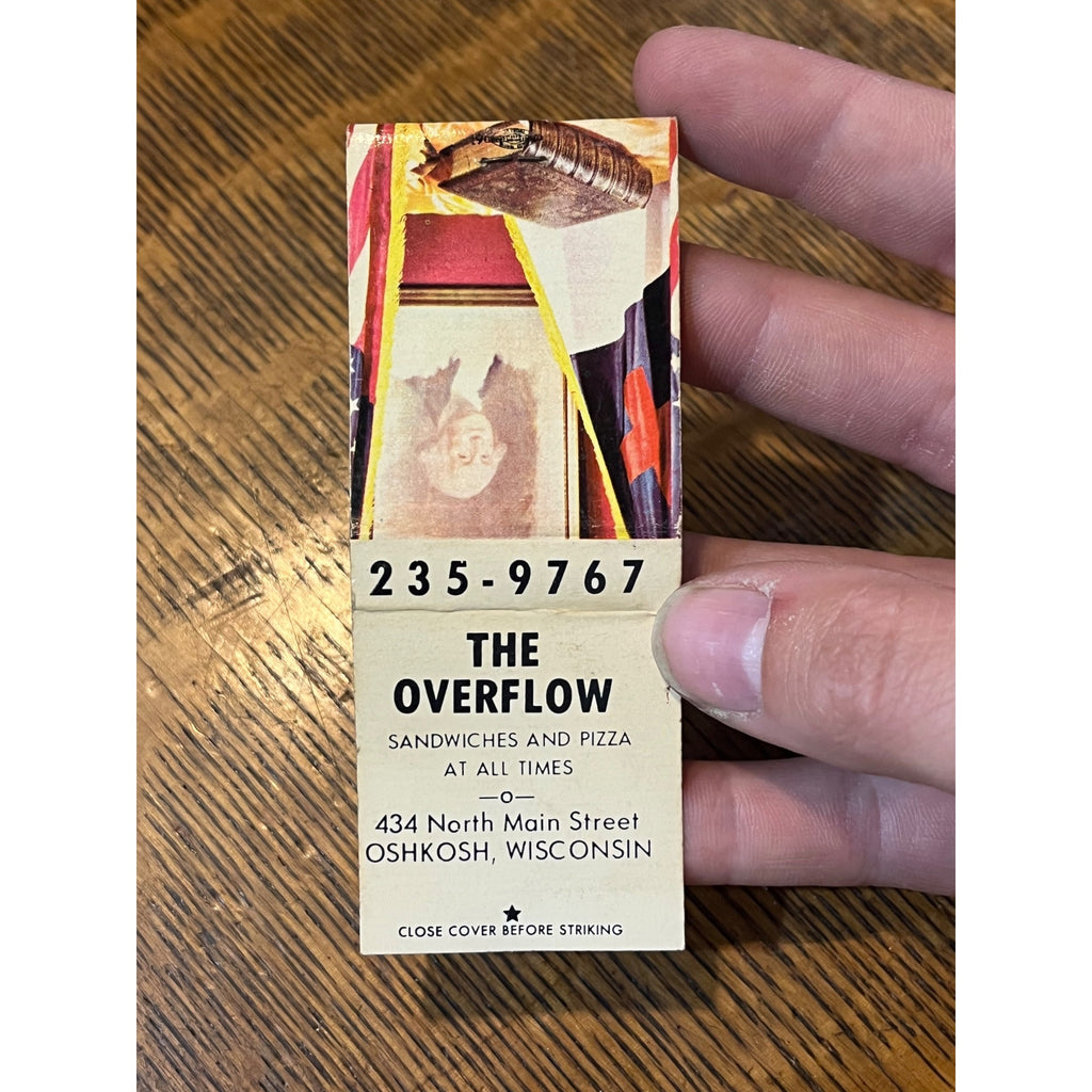 Vintage FULL Matchbook Advertising - The Overflow - Oshkosh, Wis