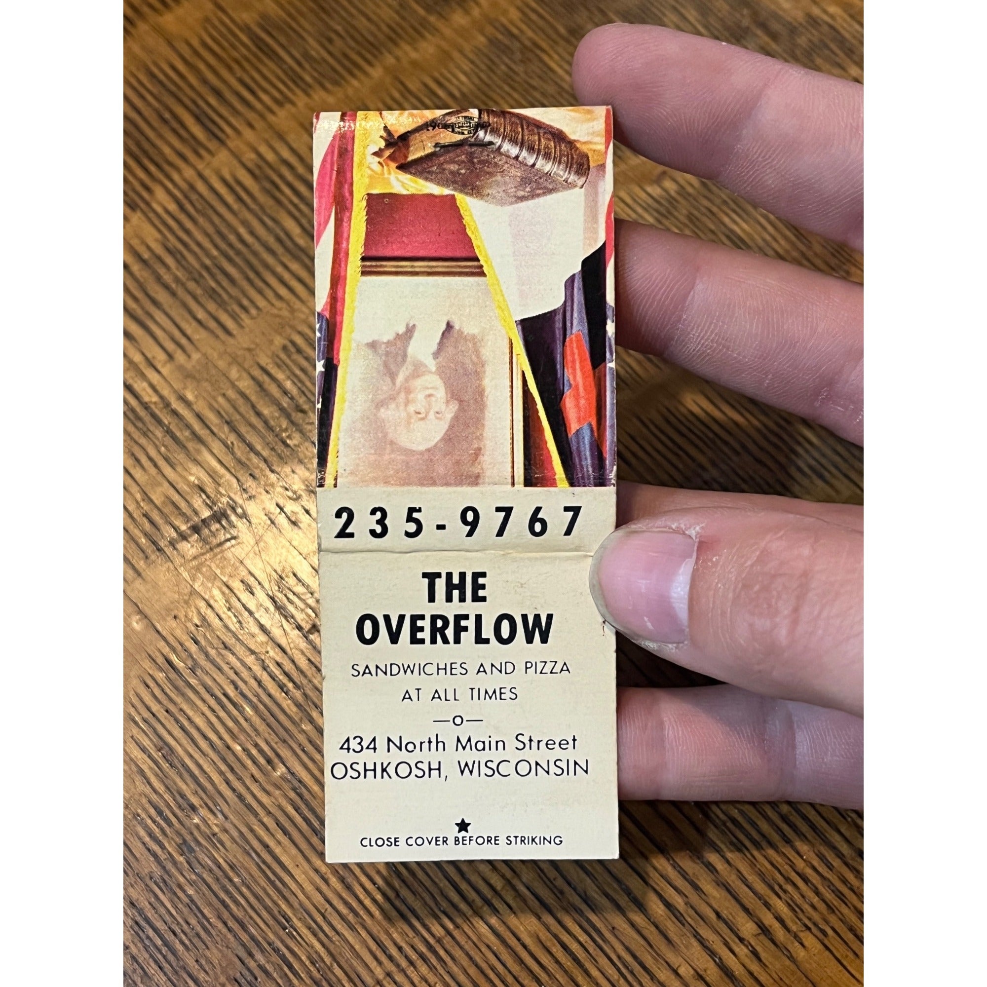 Vintage FULL Matchbook Advertising - The Overflow - Oshkosh, Wis