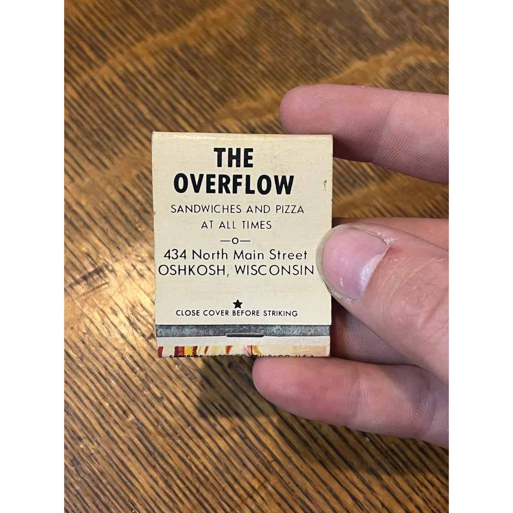 Vintage FULL Matchbook Advertising - The Overflow - Oshkosh, Wis