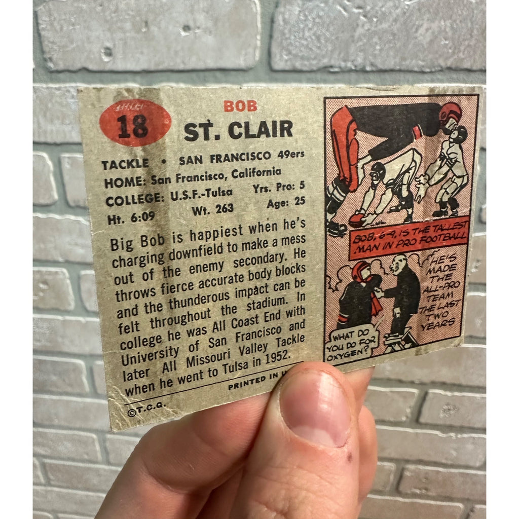 1957 Topps Football Bob St. Clair San Francisco 49ers #18 *Creased* Poor