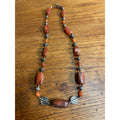Vintage Carnelian & Silver Bead 15" Necklace Ethnic Himilayan Hook Clasp