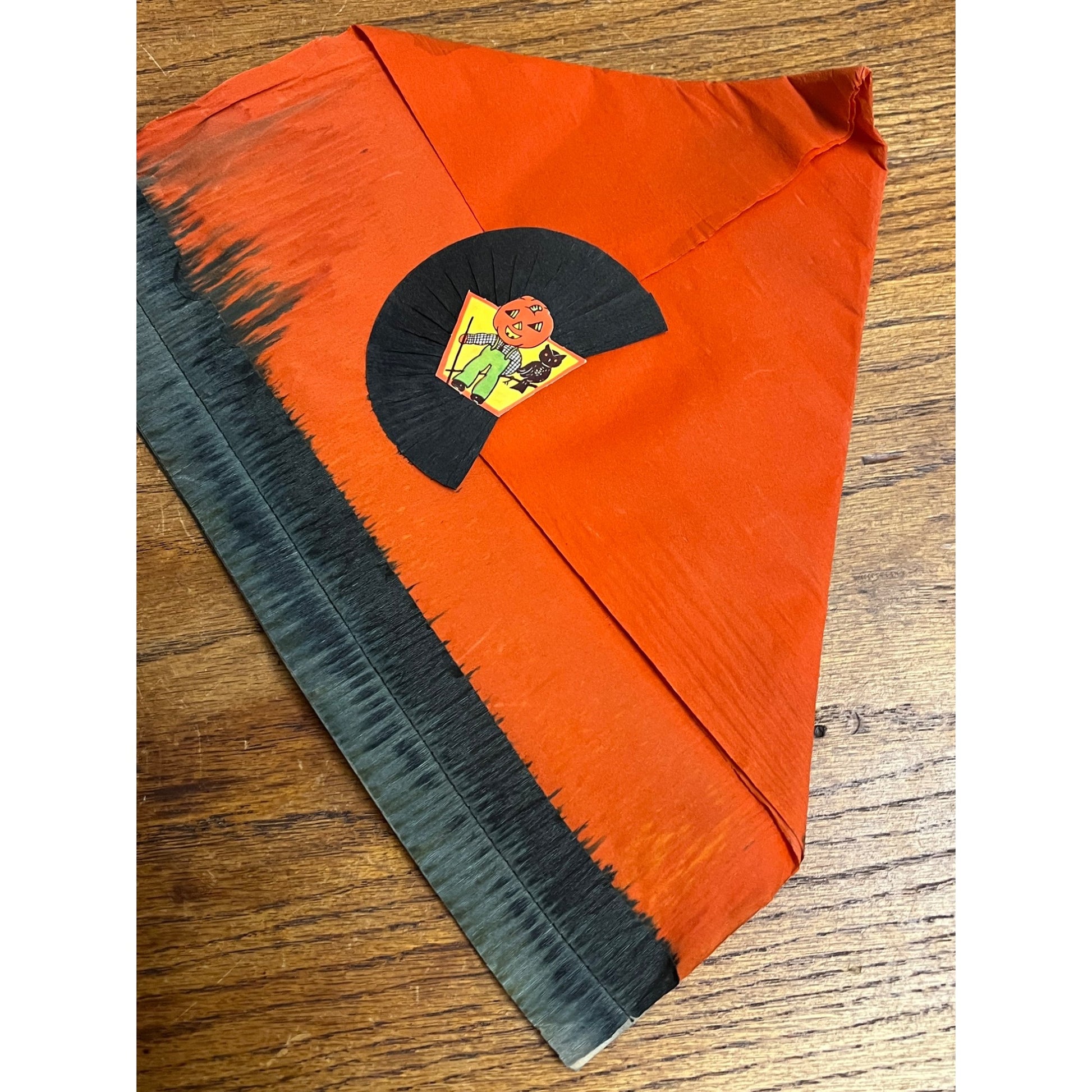 Vintage 1930s Halloween Party Costume Hat Crepe Tissue Paper Owl Pumpkinman JOL